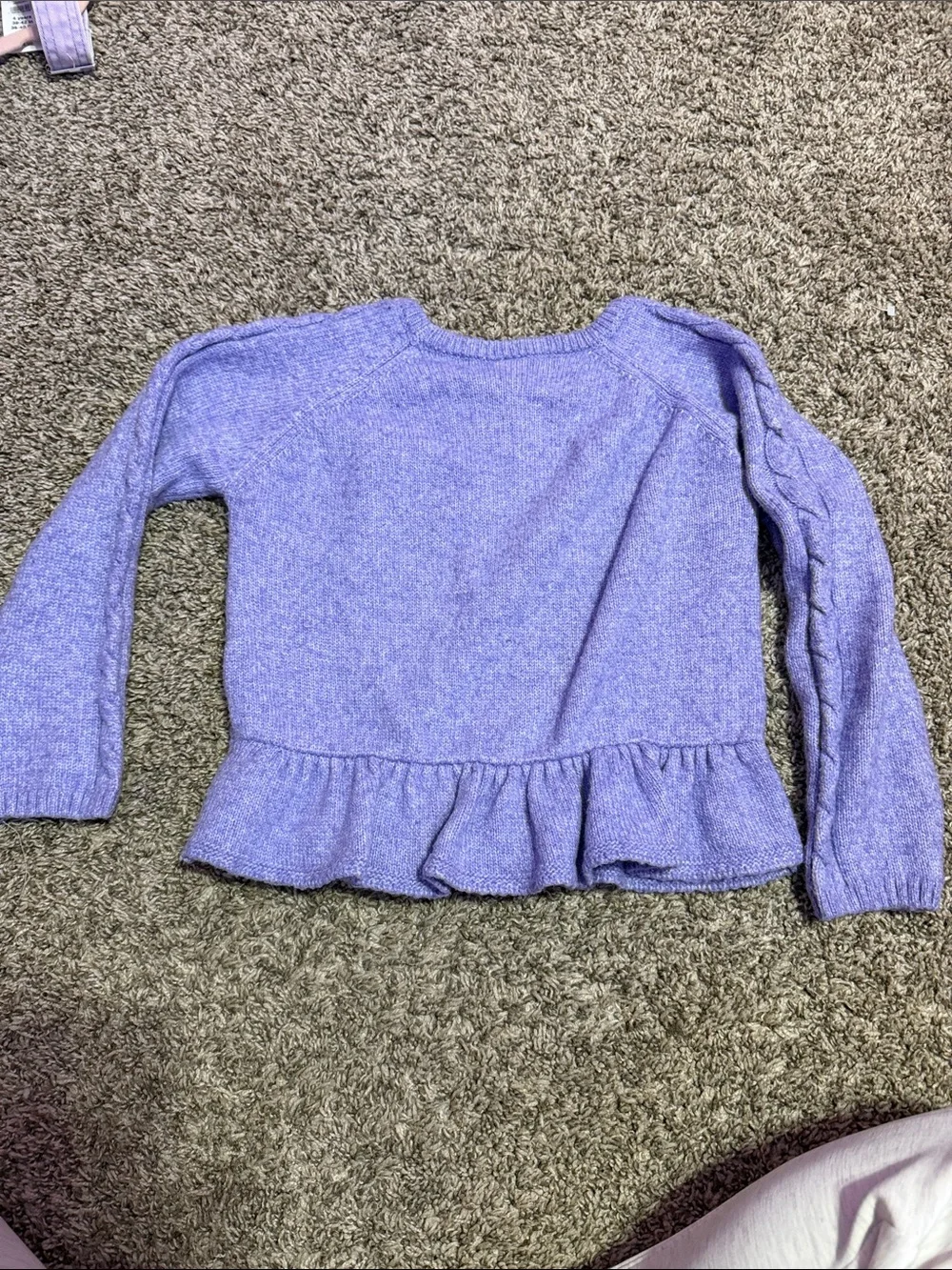 Gymboree Lavender Cable Knit Crewneck with Ruffle Hem